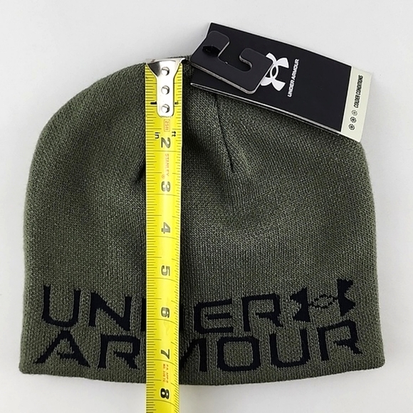 Under Armour Youth Halftime Reversible Beanie Knit Toque Marine Green - Picture 11 of 11